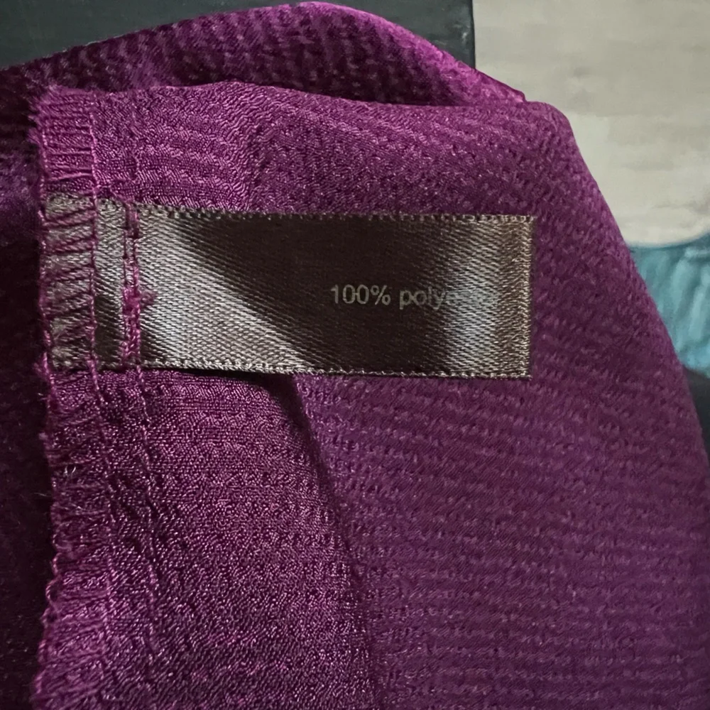 Rich Purple Textured Top Asymmetrical Neckline Statement Bow Old Money - Picture 8 of 8